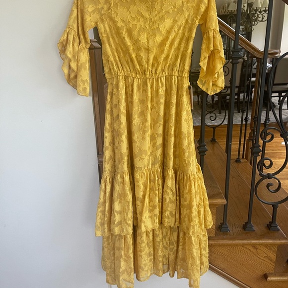 Joyfolie Gold Ruffled Tiered Sundress - Picture 3 of 8
